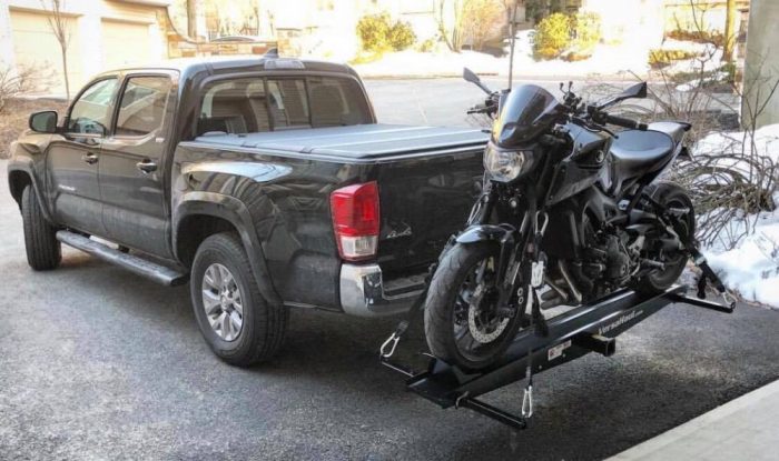Motorcycle mounts for car hitch carriers